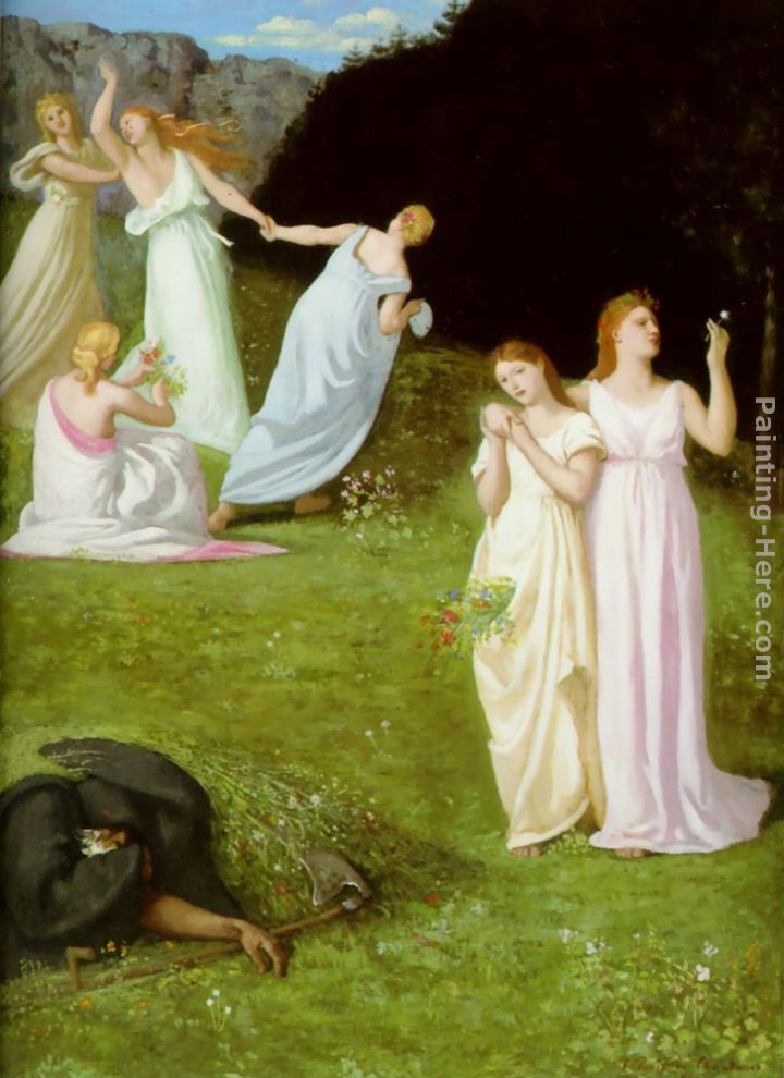 Death and the Maiden painting - Pierre Cecile Puvis de Chavannes Death and the Maiden art painting